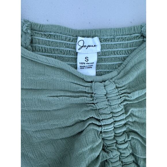 Light Sage Green Gathered Smocked Renfest Fairycore Milkmaid Top Small - Picture 3 of 7